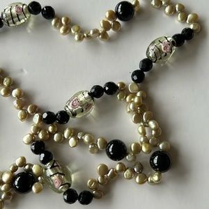 Vintage long glass bead necklace